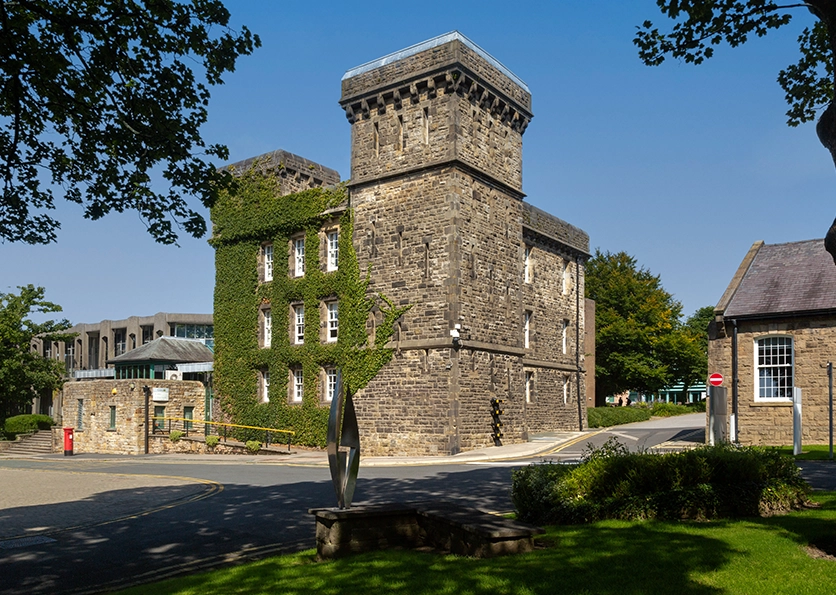 A tall brick building.